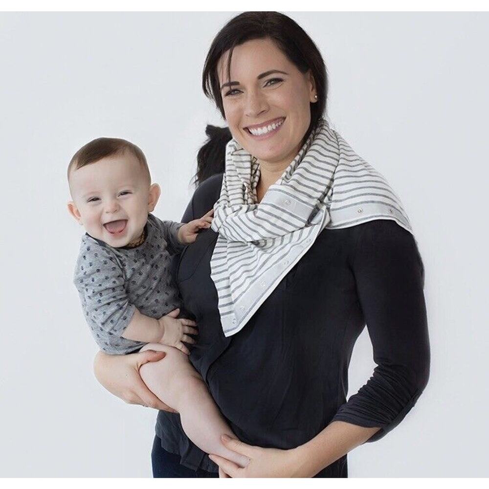 NuRoo Nursing Scarf Breastfeeding Privacy Cover-Up - Gray Stripe Stretch Cover